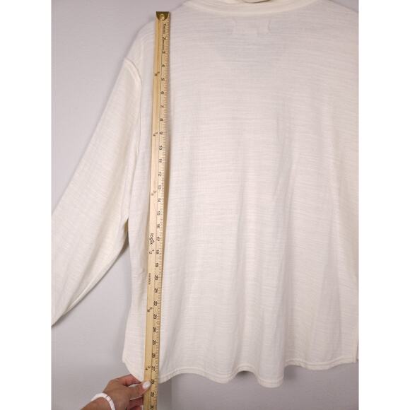 FP Beach by Free People Button Down Textured Sweater Top Ivory Size S Oversized - Picture 9 of 16